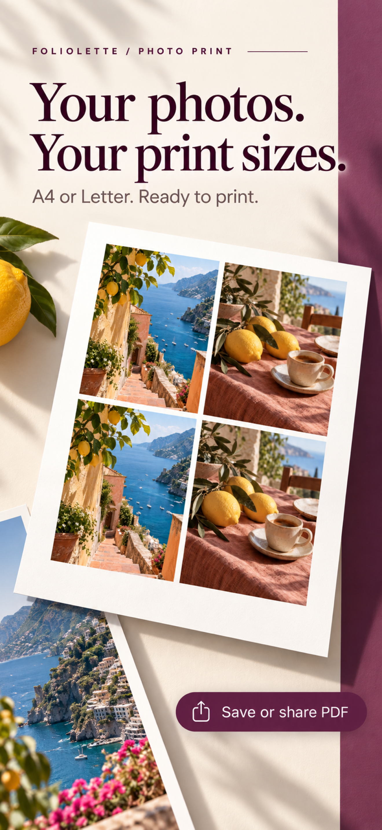 Your photos. Your print sizes.